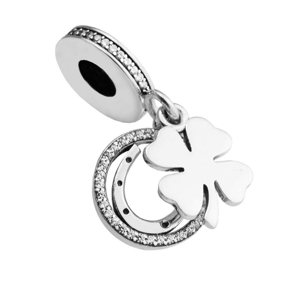 PANDOCCI 2017 Spring Good Luck Beads Fits Pandora Bracelets 925 Sterling Silver Lucky Day Clear CZ Dangle Charm Bead DIY Jewelry