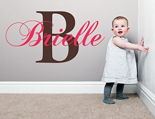 Baby Girl Initial Personalized Custom Name Vinyl Wall Decal 36" W by 20" H, Girl Name Wall Decals, Wall Decal, Name Wall Decal, Nursery Name Decal, Girls Names, Plus Free White Hello Door Decal