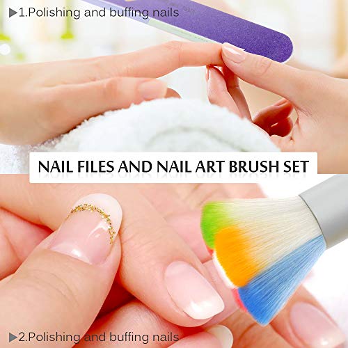 Lady Up Nail Files Shiner Polisher and Nail Art Brush Set, Pedicure Manicure Kit Accessories Tool For Home and Professional Use (Gold)