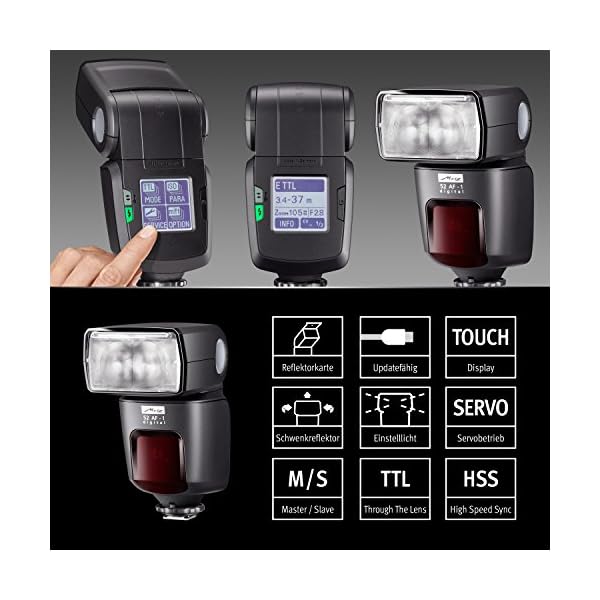 Metz mecablitz 52 AF-1 für Sony Multi Interface Kameras (DSLR und CSC) | Top Blitzgerät mit ADI-TTL, Leitzahl 52, HSS… – Bild 3