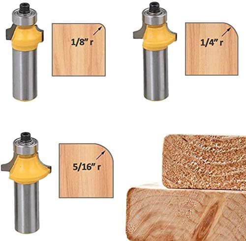 Edging Router Bits Sizes Mesee Set of 6 Roundover Router Bits 1/2-Inch Shank Round Over Edging ...