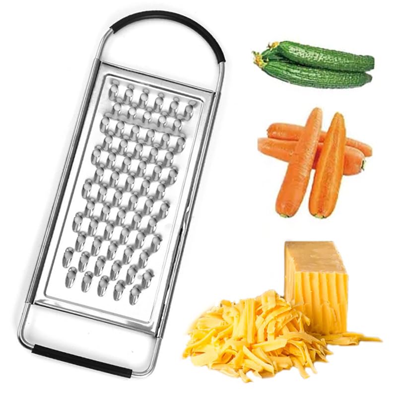 Photo 1 of 1 Pack Professional Cheese Grater - Handheld Flat Coarse Stainless Steel Graters for Kitchen - Food Grater with Anti-Slip Handle for Chocolate, Potato, Vegetable, Butter ?Silver?