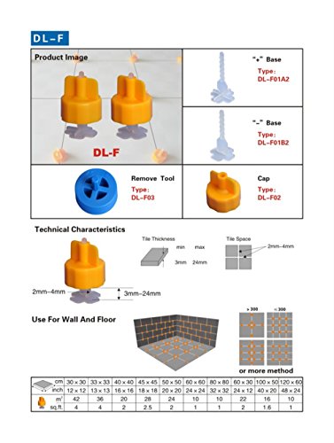 ASIBT 100pcs Spacer Flooring Level Tile Leveling Spacer Set System Construction (+ Straps with Caps)