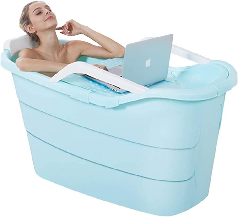 HTST Adult bathtub folding shower tray comfortable folding adult bathtub,Blue