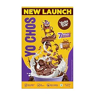 Yogabar Yo Chos Breakfast Cereals 345g - No Maida Choco for Kids - Cereal with 5 Whole Grains & 2 Dals - Gluten Free Childrens Cereal for Breakfast - All Natural & Healthy Food, 345g