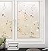 rabbitgoo Window Privacy Film, Frosted Glass Window Film, Stained Glass Removable Decorative Privacy Sticker, Non Adhesive UV Blocking Front Door Covering for Home, 3D Autumn Leaf, 35.4
