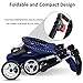 Costzon Baby Stroller, Foldable Infant Pushchair with 5-Point Safety Harness, Multi-Position Reclining Seat, Parent and Child Tray, Large Storage Basket, Suspension Wheels, Blue