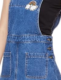 Vestido general de mezclilla con correa ajustable y parche arco iris Lily Parker para mujer