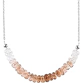 OdrillionGems AAA Natural Imperial Topaz Gemstone Bar Necklace, Rhodium Plated, 925 Sterling Silver, Energy Chakra Healing Crystals Beads, Birthstone, Women Jewelry, Anniversary Gifts, 18 inch