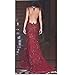OYISHA Womens Sequins Mermaid Evening Dresses V-neck Long Sexy Prom Gowns EV44 Burgundy 14