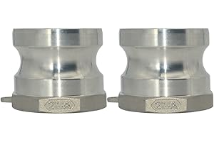 VARMHUS Female Pipe Threads x 2" Type A Trash Pump Adapter Male Camlock,Type A Cam and Groove Hose Fitting,Stainless Steel 316