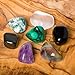 Crystals for Protection/EMF - 7 pc Pocket-Sized Crystal Healing Set - Obsidian, Fluorite, Malachite, Hematite, Amethyst, Tree Agate, Clear Quartz + Informational Guide