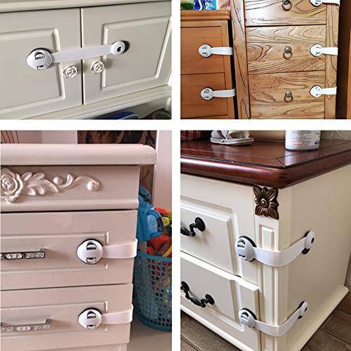 Cabinet Locks Child Safety Latches Baby Proofing Drawers Adhesive Lock no Drill Childproof Latch for Dresser, Fridge, Refrigerator, Freezer, Closet, Trash, Cupboard