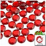 The Crafts Outlet 144-Piece Flatback Round Rhinestones, 12mm, Ruby Red