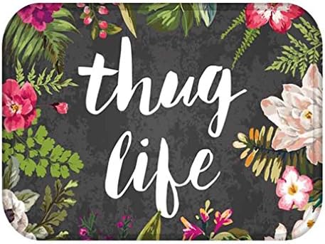 Thug Life Flowers Doormat Entrance Mat Floor Mat Rug Indoor Outdoor Front Door Bathroom Mats Rubber Non Slip (23.6"x15.7",L x W)
