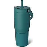 BrüMate Resa 25oz 100% Leakproof Travel Tumbler with Handle & Straw | Flexible SoftSip Straw | Silicone Sleeve for Durability | Stainless Steel | Cup Holder & Travel Friendly Water Bottle | (Juniper)