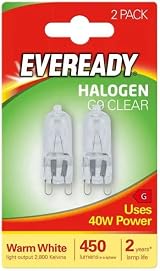Eveready 40W 240V Halogen G9 Capsule Clear Twin Pack S819 view 2