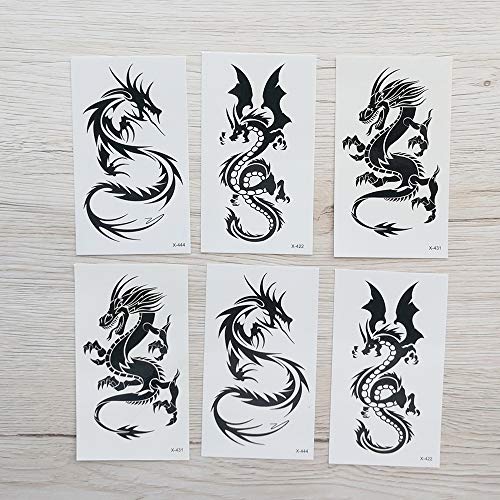 Small dragons Temporary Tattoos Stickers for kids Women Men Girls 6 Sheets, Fake dragon lovely Tattoos Paper Body Sticker Set Party Favors,waterproof and Long Lasting body tattoos by Yesallwas (Set 1)