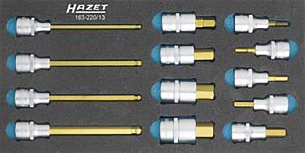 HAZET 163-220/13 Hexagon Profile Screwdriver Socket Set - CVD-Tin Coated