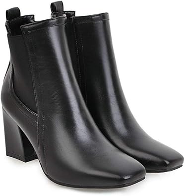 square toe chunky boots