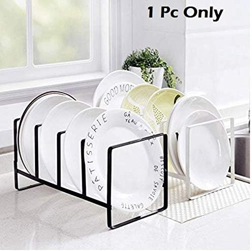 BATH CUBE Home Cube Multifunction Metal 4-Layer Vertical Kitchen Dish Bowl Shelf Drying Rack (White and Black)