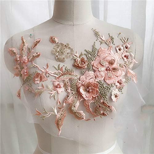 1Pc Beaded 3D Embroidery Wedding Lace Flower Patch Performance Clothing DIY Lace Accesories Applique
