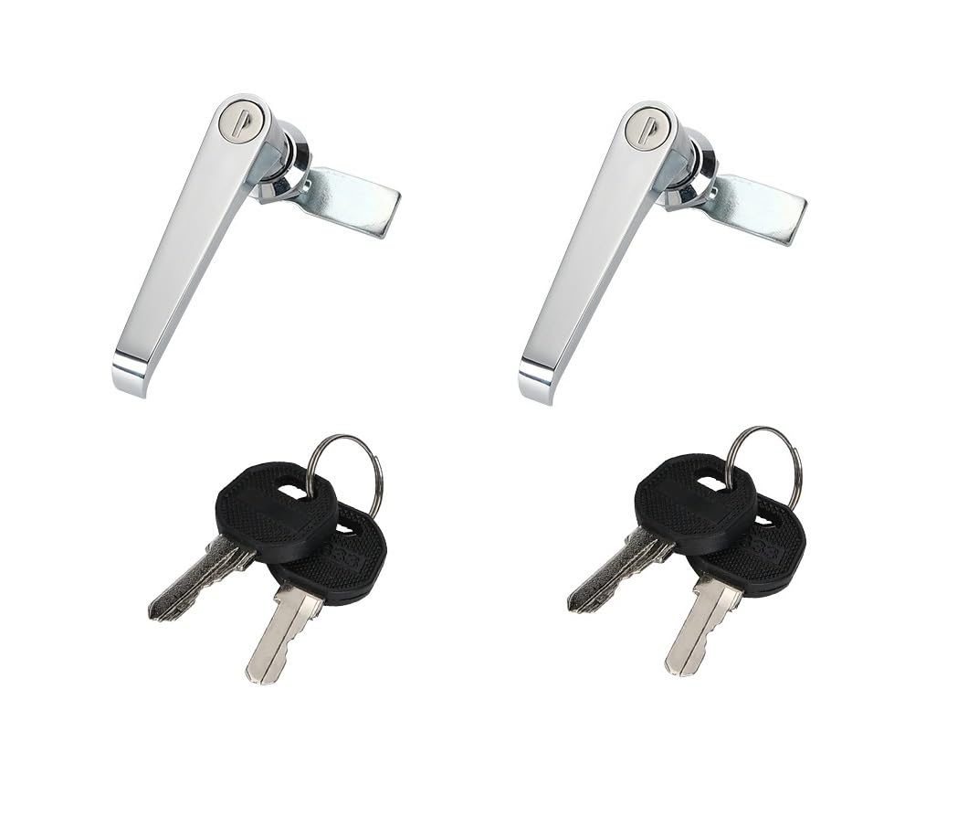Photo 1 of 2Pcs Chrome Zinc Alloy Handle Cabinet Cabinet Locks, switchgear, Control Cabinet Locks, Distribution Box Cabinet Door Handle Locks with Keys for Secure Important Files and Drawers