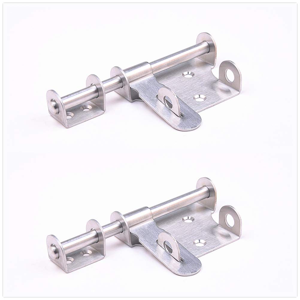 2 Pieces Heavy Duty Sliding Gate Latch 6.1Inch, Thickening Stainless Steel Barrel Bolt with Padlock Hole, Interior Door Latches Brushed Finish