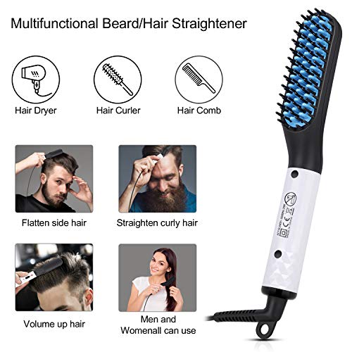 Beard Straightener for Men, Nivlan Beard Straightening Brush Hair Straightening Comb Hair Styler Electric Hot Comb Anti-Scald Heated Beard Comb Dual Voltage 100V-240V For Home & Travel