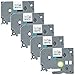 TZe-231 Label Tape, LaBold 5 Pack Black on White Standard Laminated Labeling Tape 1/2