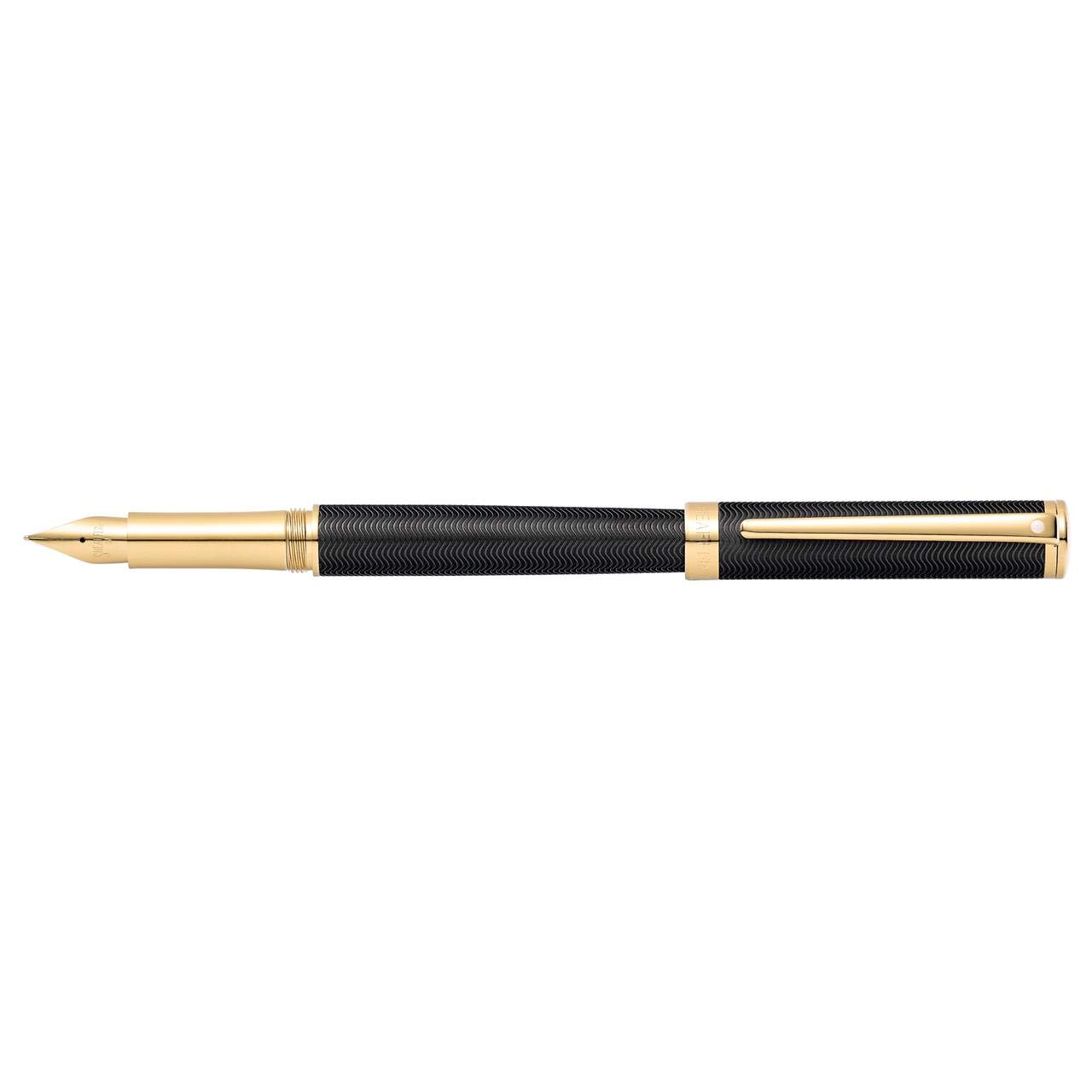 Sheaffer Intensity - Refillable fountain pen, medium nib, engraved matte black, gold-tone trim