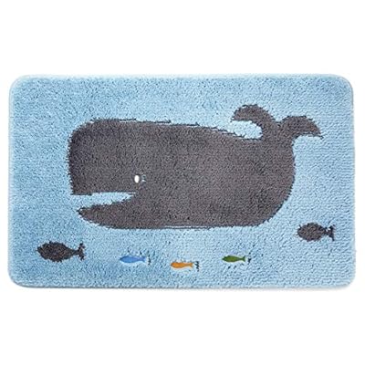 Juvale Non Slip Bath Mat, Kid's Bathroom Decor, Whale Rug (30.7 x 18.9 in) 51dZRS19eGL