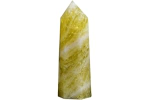 Runyangshi Citrine Natural Healing Crystal Wands Height 2.4"-2.8", 6 Faceted Prism Wand Reiki Chakra Stone, Natural Quartz
