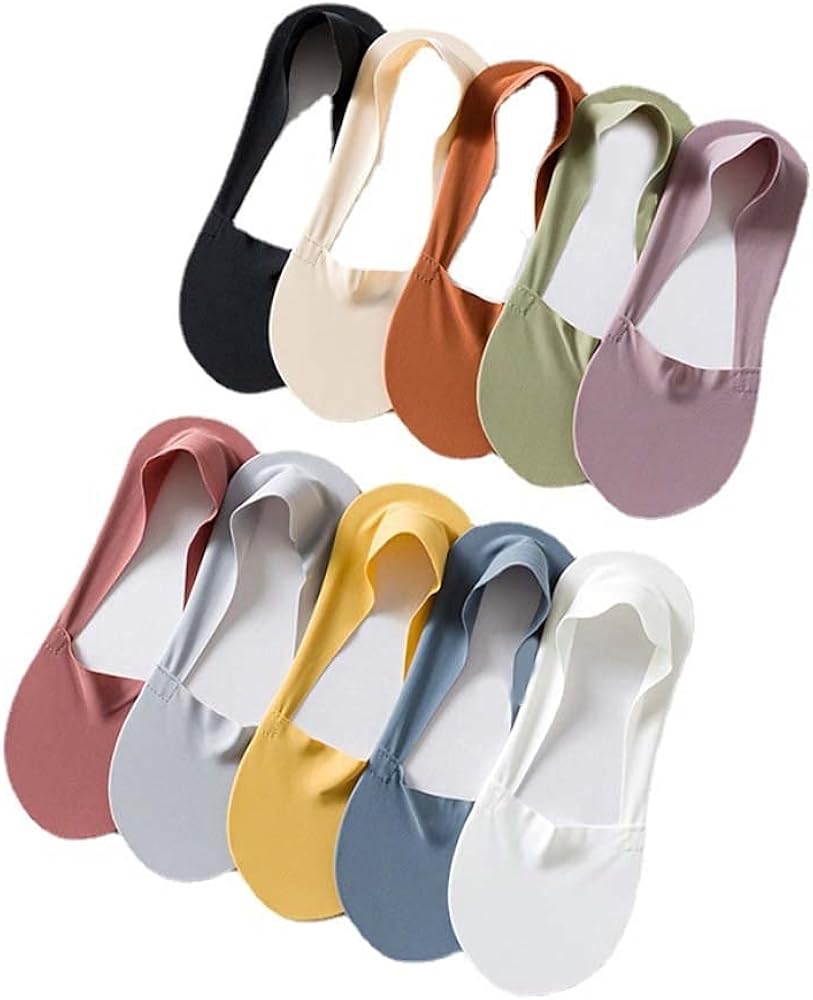 Yikeyuan 10 Pairs Free Cut Non Slip Ice Silk Socks Women Invisible
