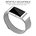 POY Metal Replacement Bands Compatible for Fitbit Charge 2, Milanese Loop Stainless Steel Bracelet Smart Watch Strap with Unique Magnet Lock, Small Silver