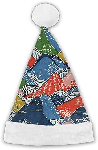 Chrihapy Asmlie Japanese A Quilt - Mountains Santa Hat Plush Christmas Hat Decorations For Kids And Adults Unique Gifts