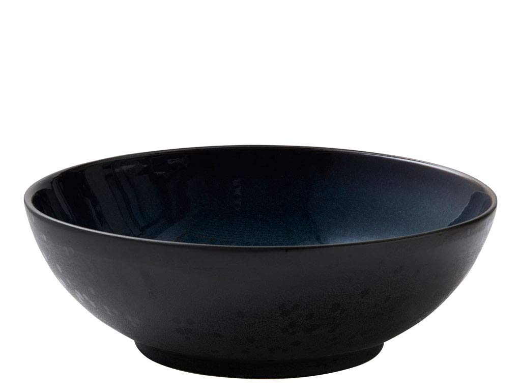 BITZ Salad Bowl, Stoneware Bowl, Dishwasher Safe, 30 cm Diameter, Black/Dark Blue