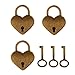 Set of 3 Vintage Heart Shape Padlock with Keys Lock Set - Antique Brass M