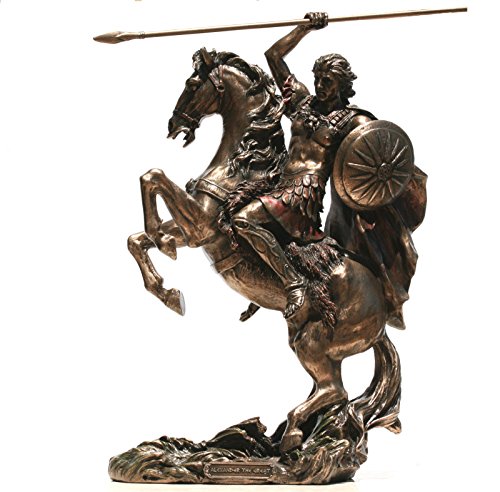 Veronese Alexander The Great on Horse Greek King Warrior Statue Sculpture Figure Bronze Finish 12.4