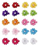 Grosgrain Ribbon Wrapped Alligator Baby Hair Bow Flower Clips (10 Pairs)