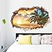 Sunny Beach 3D Broken Wall Vinyl Wall Stickers for Bedroom Living Room Background Decor Removable Decals