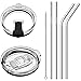No Leak 100% Spill Proof Splash Resistant Lid with Drinking Straws Fit for YETI Rambler, Ozark Trail, Rtic Cooler and More Stainless Steel Mugs (Clear&Black)