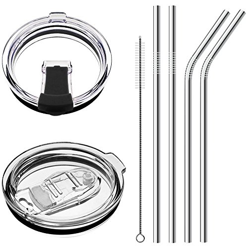 No Leak 100% Spill Proof Splash Resistant Lid with Drinking Straws Fit for YETI Rambler, Ozark Trail, Rtic Cooler and More Stainless Steel Mugs (Clear&Black) No Leak 100% Spill Proof Splash Resistant Lid with Drinking Straws Fit for YETI Rambler, Ozark Trail, Rtic Cooler and More Stainless Steel Mugs (Clear&Black)