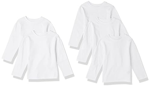 Amazon Essentials Boys' Long-Sleeve T-Shirts (Previously Spotted Zebra), Pack of 5, White, XX-Large
