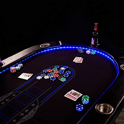 Lancaster 10 Player Poker Game Table with Cup Holders, LED Lights