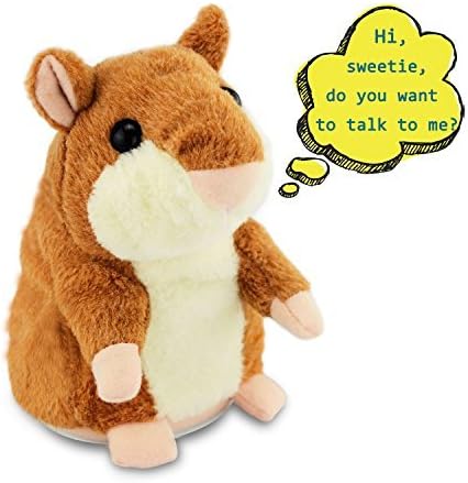 Talking Hamster Repeats What You Say Plush Interactive Toys Electronic Hamster Mouse for Kids Birthday Christmas Gift (Brown)