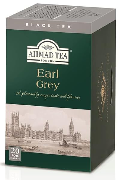 AHMAD TEA BLACK TEA, EARL GREY TEABAGS, 20 CT (PACK OF 6) – CAFFEINATED & SUGAR-FREE