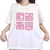 RILGOU Kawaii Clothes Casual Style Crewneck Loose Short Sleeve Cute Cartoon Graphic Bunny in The Park Print T-Shirt