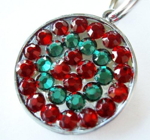 Christmas Red &amp; Green Swarovski Rhinestone Pet ID Tag