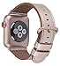 JSGJMY Compatible for Iwatch Band 38mm 40mm S/M Women Genuine Leather Loop Replacement Strap for iWatch Series 5 4 3 2 1, Glitter Champagne with Series 5/4/3 Rose Gold Clasp